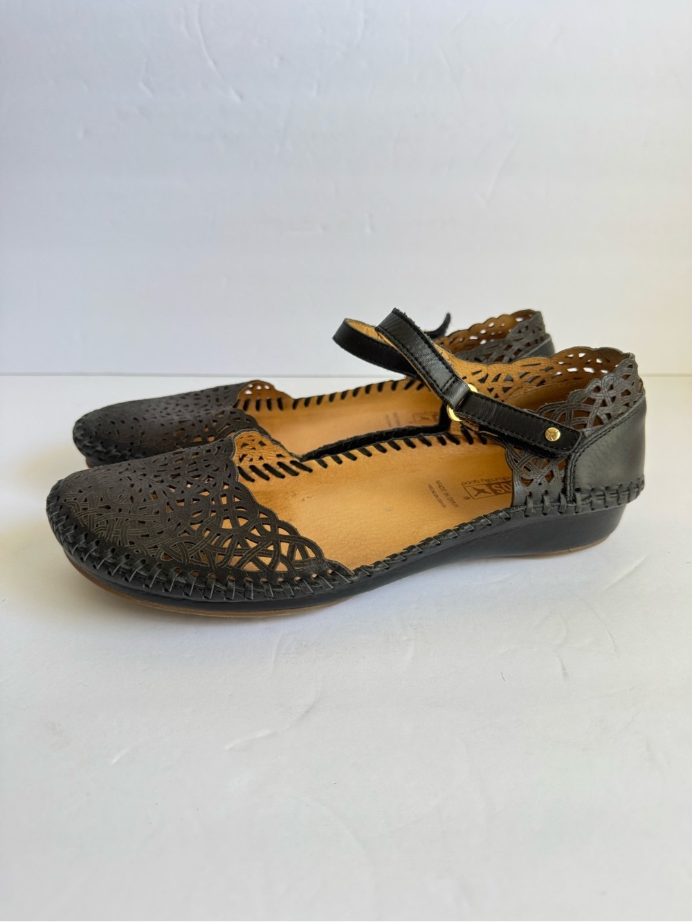 Pikolinos Puerto Vallarta Closed Toe Sandals Laser Cut Black Leather Shoes 39 - Picture 10 of 10
